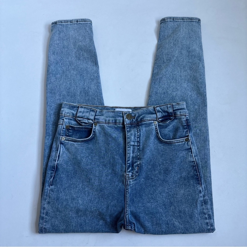 FRAME Esther The Snapped Cropped High-Rise Blue Ankle Denim Leggings Size 28 - Picture 2 of 16